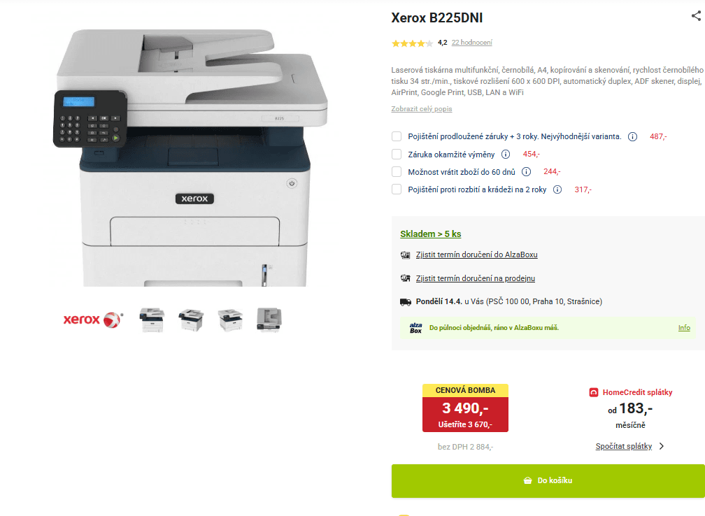 Laser ČB multifunce Xerox Wifi